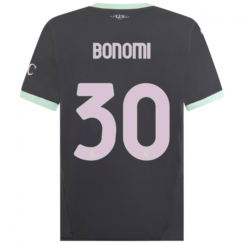 Kandiny Gyermek Alessandro Bonomi #30 Szürke Harmadik Számú Jersey 2024/25 Mez Póló Ing