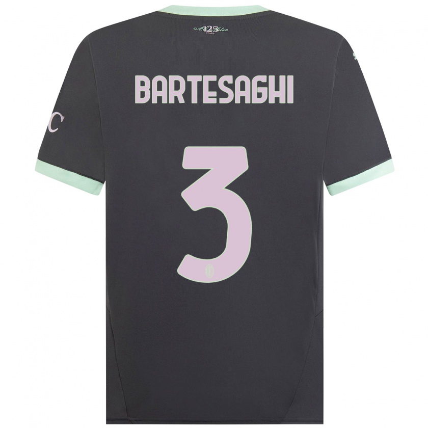 Kandiny Gyermek Davide Bartesaghi #3 Szürke Harmadik Számú Jersey 2024/25 Mez Póló Ing