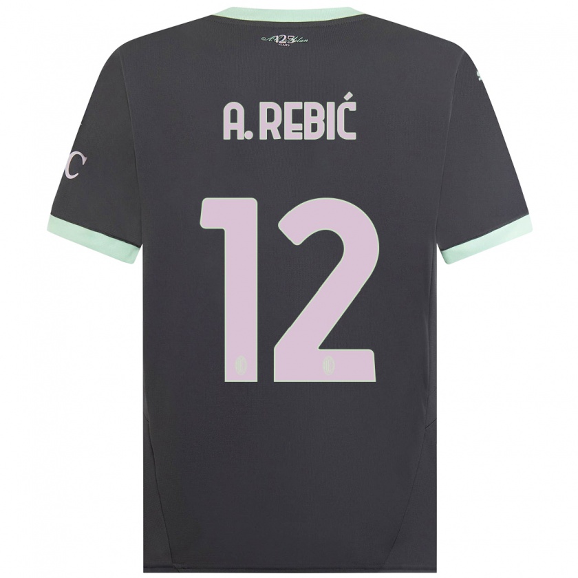 Kandiny Gyermek Ante Rebic #12 Szürke Harmadik Számú Jersey 2024/25 Mez Póló Ing