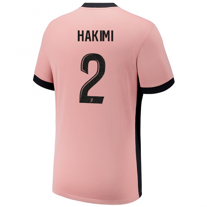 Kandiny Gyermek Achraf Hakimi #2 Rozsda Rózsaszín Harmadik Számú Jersey 2024/25 Mez Póló Ing