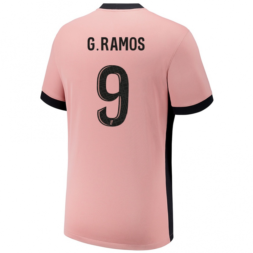 Kandiny Gyermek Gonçalo Ramos #9 Rozsda Rózsaszín Harmadik Számú Jersey 2024/25 Mez Póló Ing