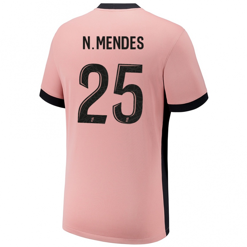 Kandiny Gyermek Nuno Mendes #25 Rozsda Rózsaszín Harmadik Számú Jersey 2024/25 Mez Póló Ing