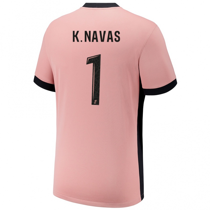 Kandiny Gyermek Keylor Navas #1 Rozsda Rózsaszín Harmadik Számú Jersey 2024/25 Mez Póló Ing