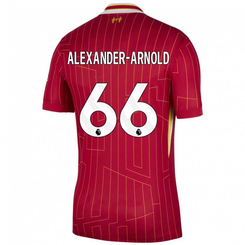 Kandiny Férfi Trent Alexander-Arnold #66 Piros Sárga Fehér Hazai Jersey 2024/25 Mez Póló Ing