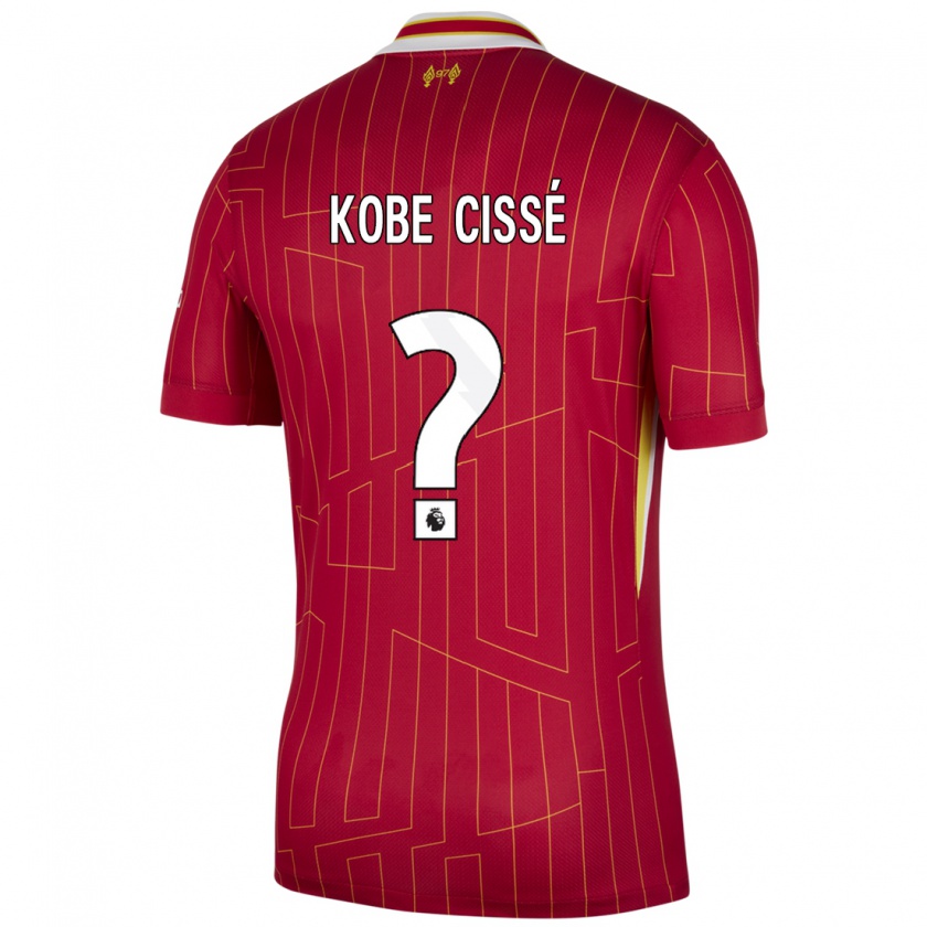 Kandiny Férfi Prince Kobe Cissé #0 Piros Sárga Fehér Hazai Jersey 2024/25 Mez Póló Ing