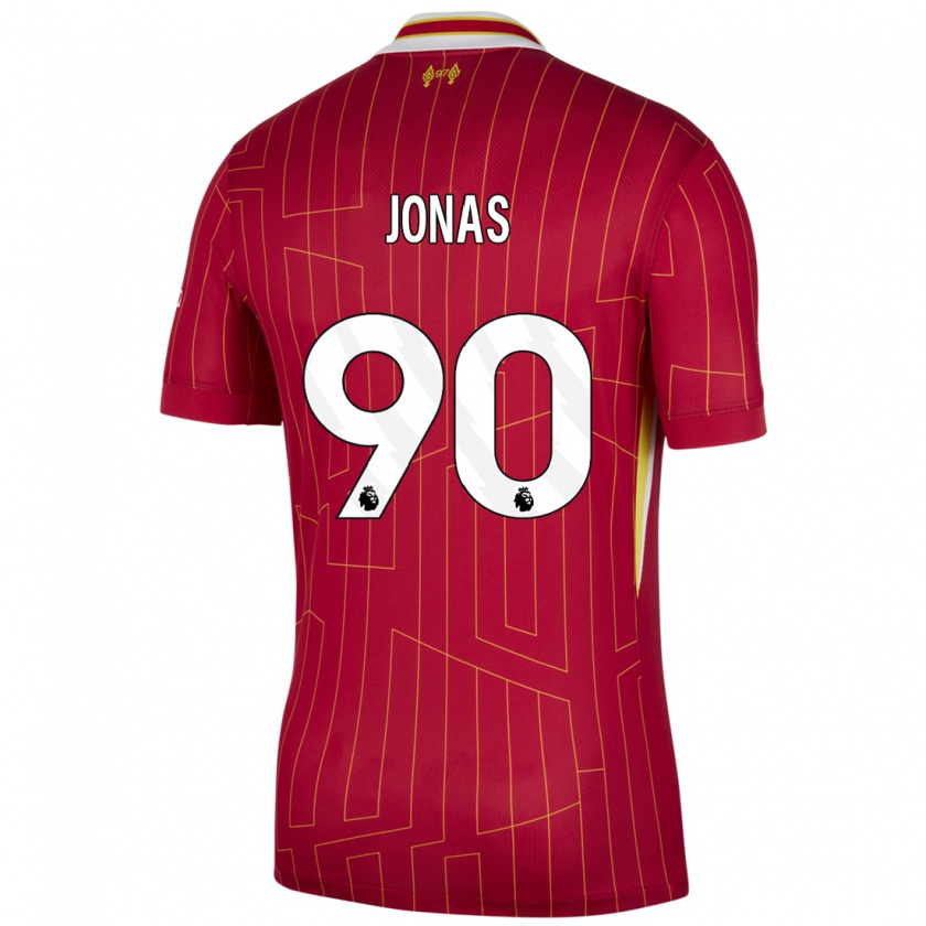 Kandiny Férfi Lee Jonas #90 Piros Sárga Fehér Hazai Jersey 2024/25 Mez Póló Ing