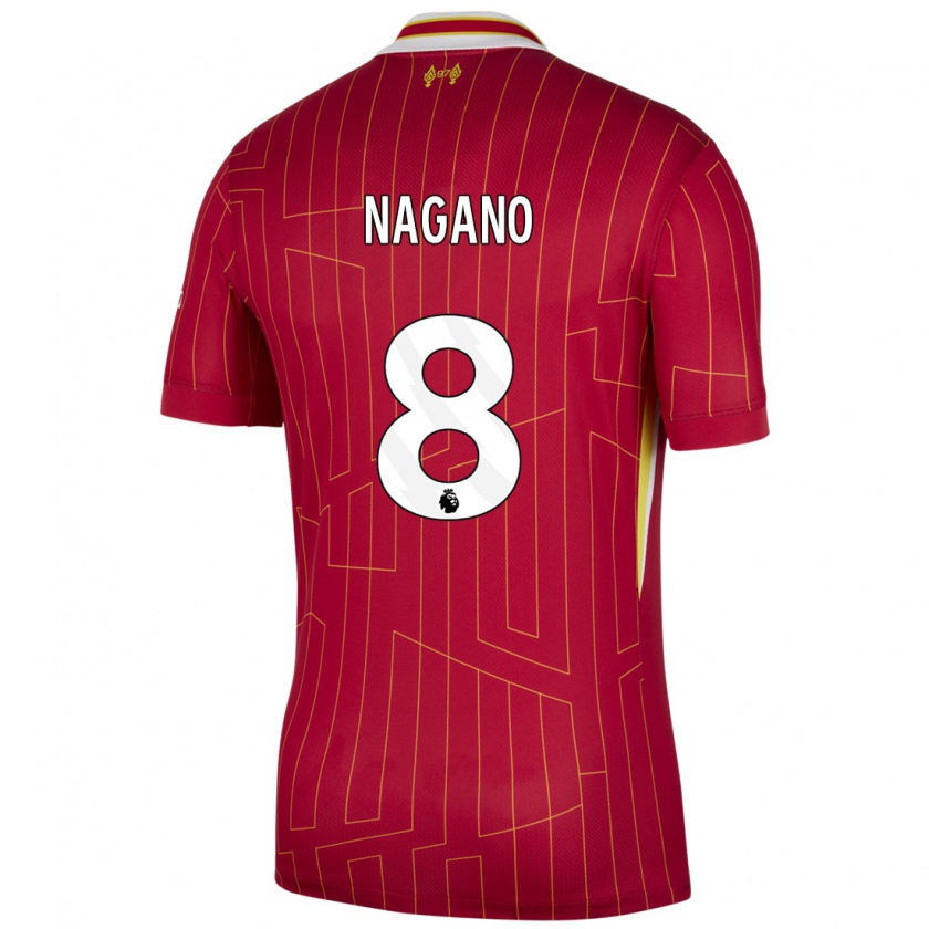 Kandiny Férfi Fūka Nagano #8 Piros Sárga Fehér Hazai Jersey 2024/25 Mez Póló Ing