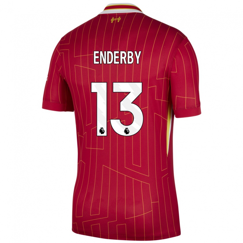 Kandiny Férfi Mia Enderby #13 Piros Sárga Fehér Hazai Jersey 2024/25 Mez Póló Ing