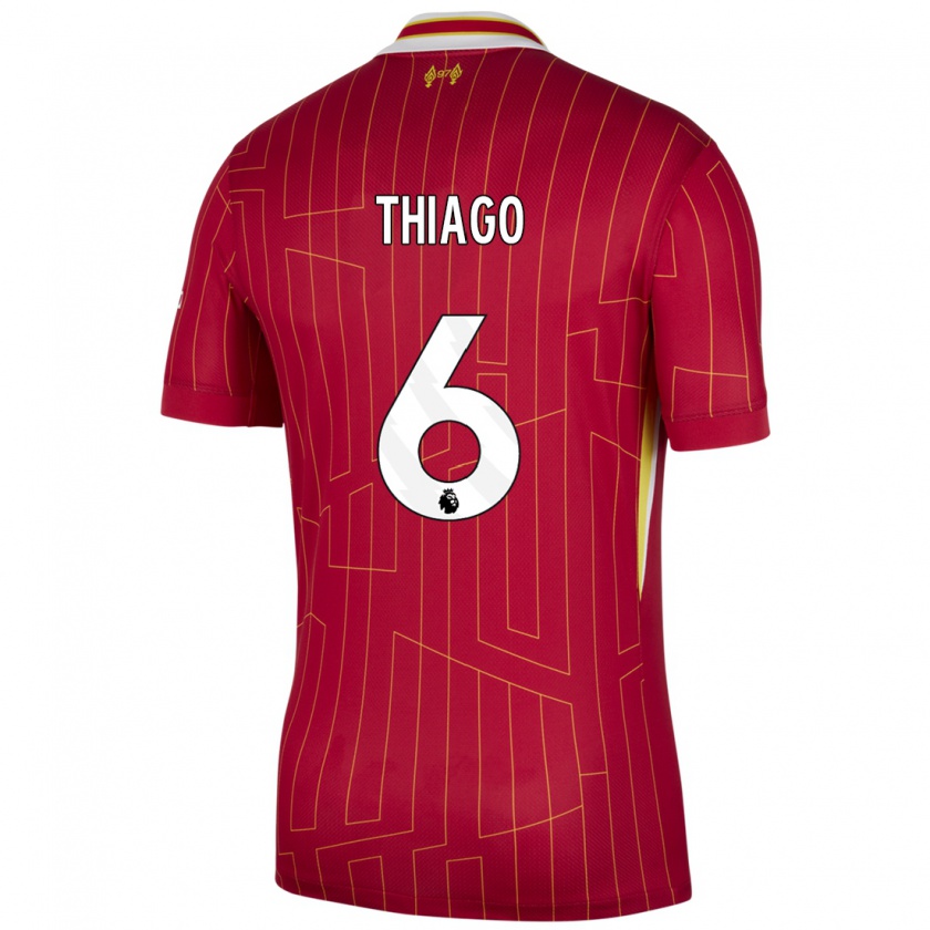 Kandiny Férfi Thiago #6 Piros Sárga Fehér Hazai Jersey 2024/25 Mez Póló Ing