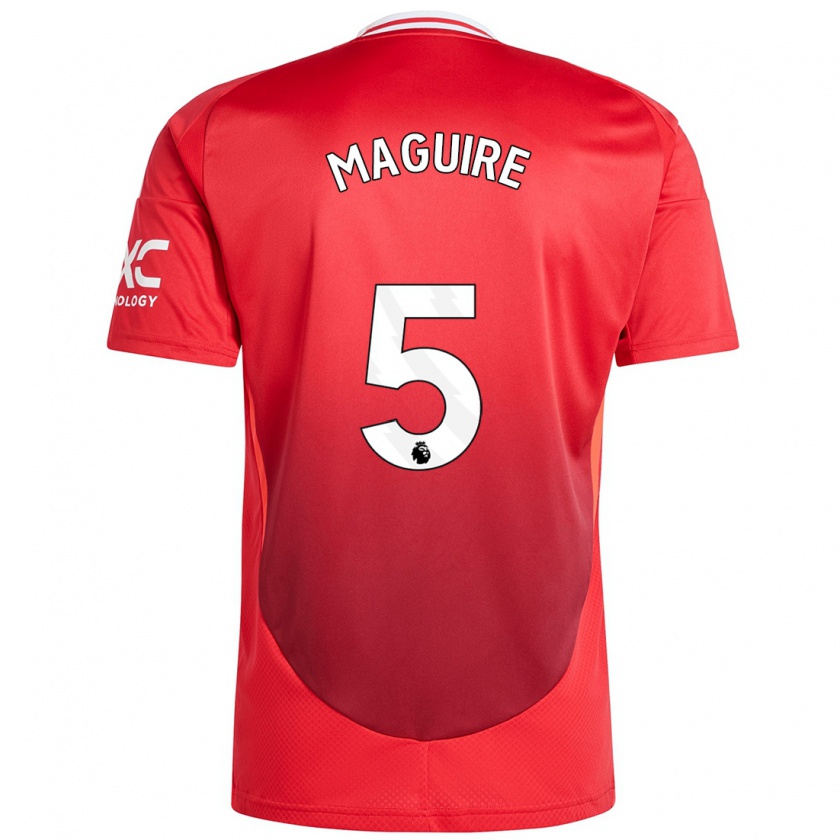 Kandiny Férfi Harry Maguire #5 Élénkpiros Hazai Jersey 2024/25 Mez Póló Ing