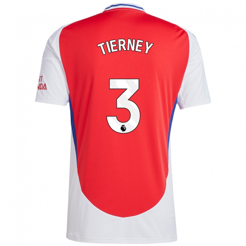 Kandiny Férfi Kieran Tierney #3 Piros Fehér Hazai Jersey 2024/25 Mez Póló Ing