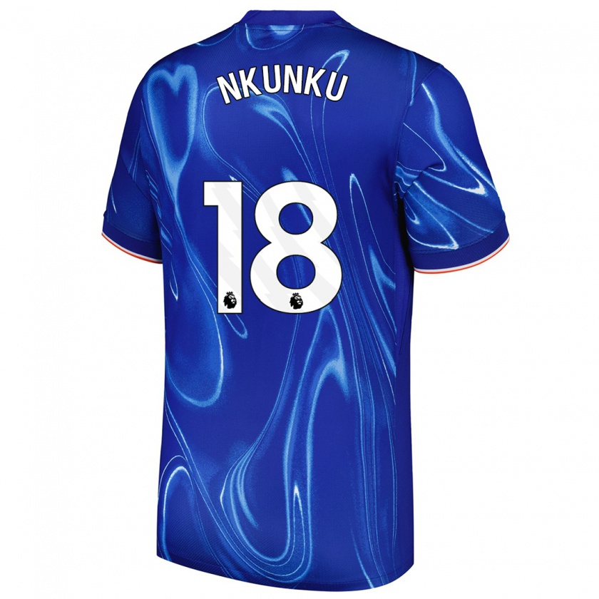 Kandiny Férfi Christopher Nkunku #18 Kék Fehér Hazai Jersey 2024/25 Mez Póló Ing