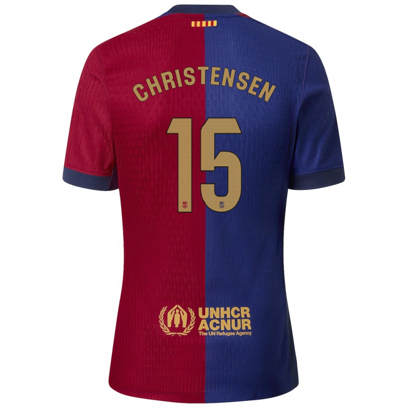 Kandiny Férfi Andreas Christensen #15 Kék Piros Hazai Jersey 2024/25 Mez Póló Ing