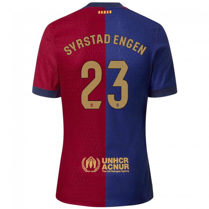 Kandiny Férfi Ingrid Syrstad Engen #23 Kék Piros Hazai Jersey 2024/25 Mez Póló Ing