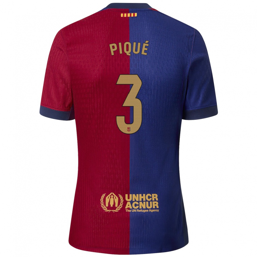 Kandiny Férfi Gerard Pique #3 Kék Piros Hazai Jersey 2024/25 Mez Póló Ing