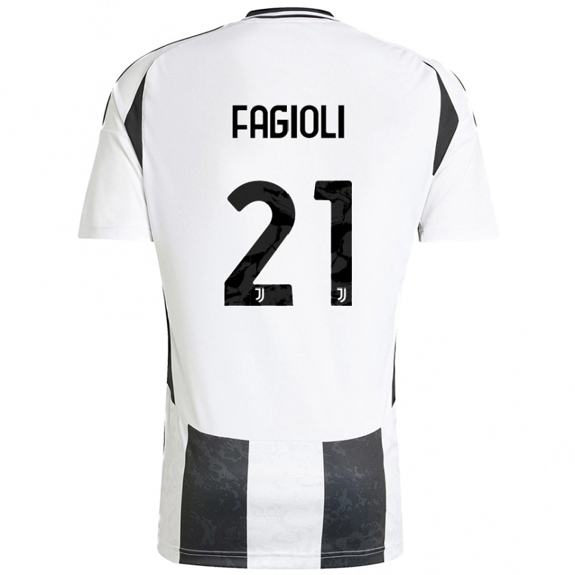 Kandiny Férfi Nicolò Fagioli #21 Fehér Fekete Hazai Jersey 2024/25 Mez Póló Ing