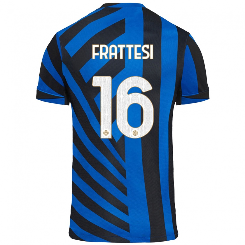 Kandiny Férfi Davide Frattesi #16 Kék Fekete Hazai Jersey 2024/25 Mez Póló Ing