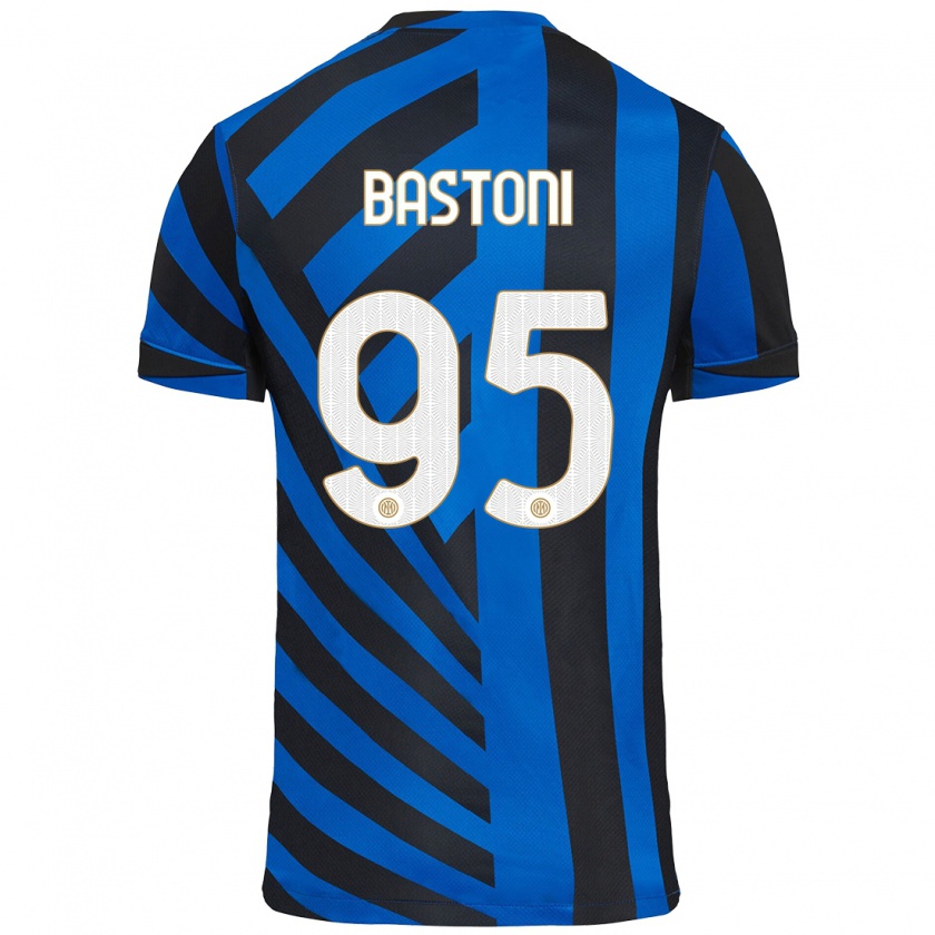 Kandiny Férfi Alessandro Bastoni #95 Kék Fekete Hazai Jersey 2024/25 Mez Póló Ing