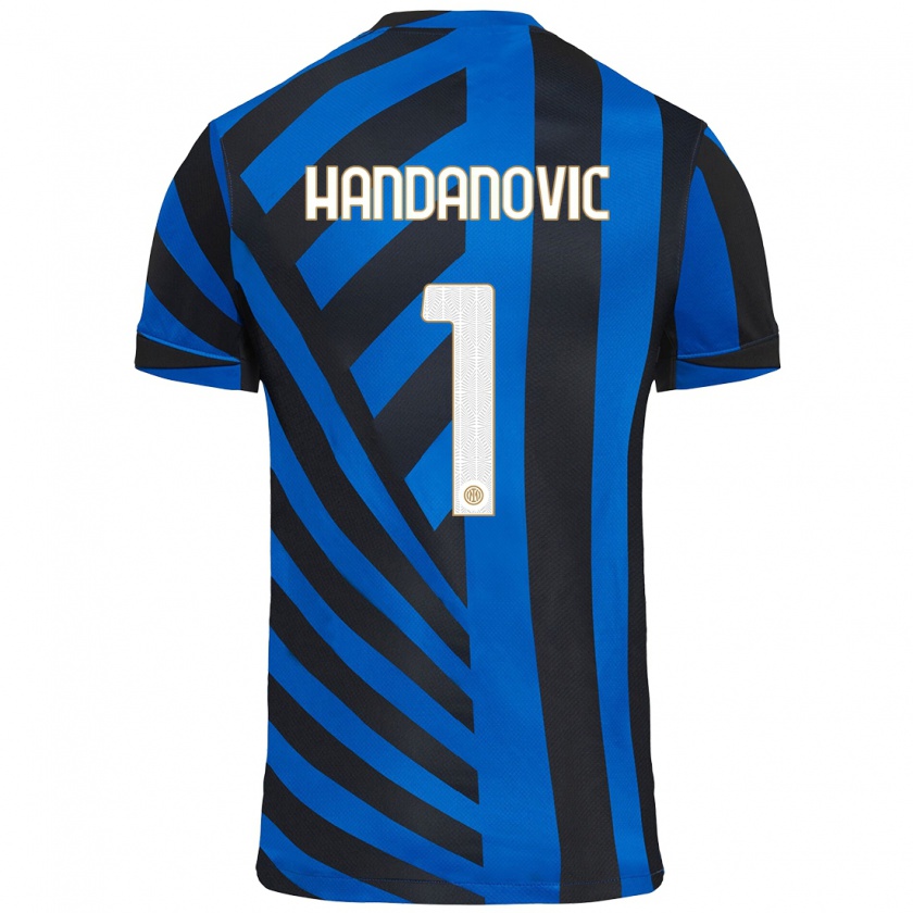 Kandiny Férfi Samir Handanovic #1 Kék Fekete Hazai Jersey 2024/25 Mez Póló Ing