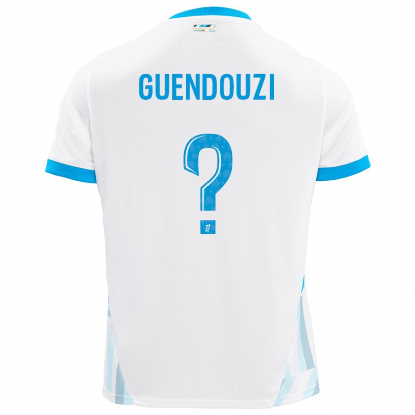 Kandiny Férfi Milan Guendouzi #0 Fehér Ég Kék Hazai Jersey 2024/25 Mez Póló Ing