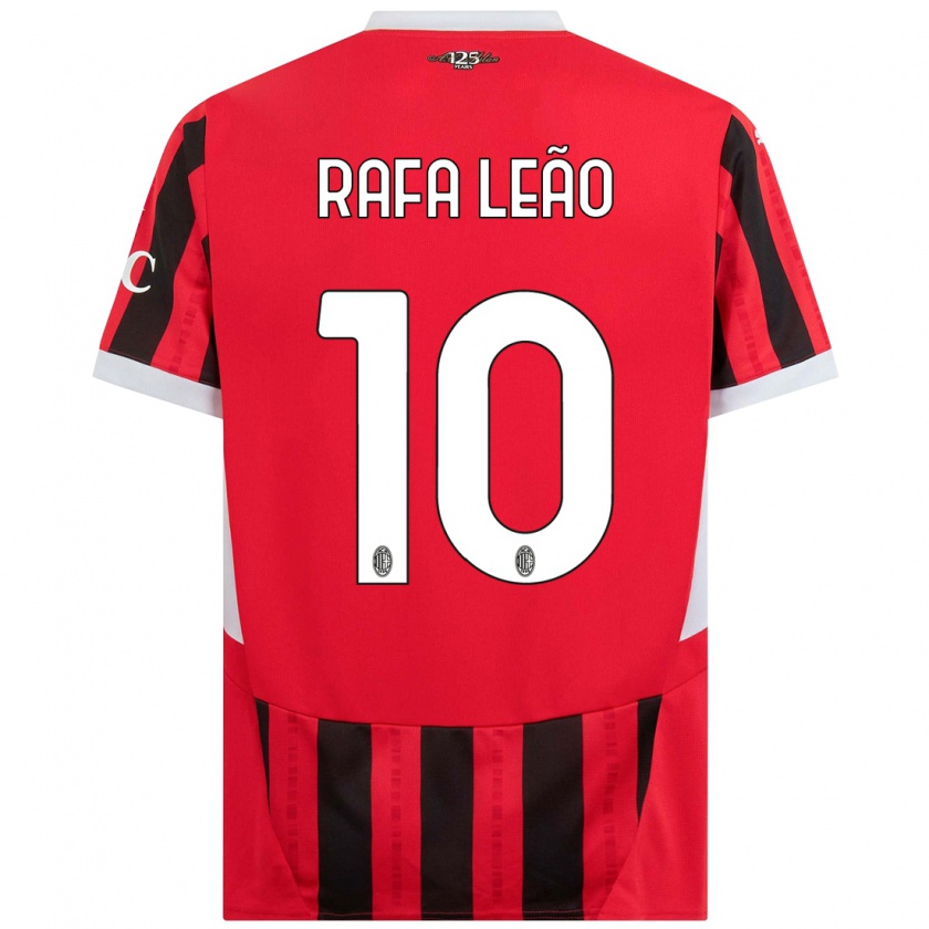 Kandiny Férfi Rafael Leão #10 Piros Fekete Hazai Jersey 2024/25 Mez Póló Ing