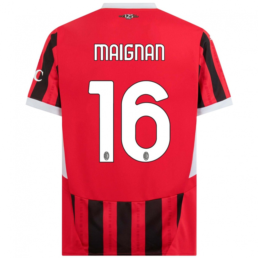 Kandiny Férfi Mike Maignan #16 Piros Fekete Hazai Jersey 2024/25 Mez Póló Ing