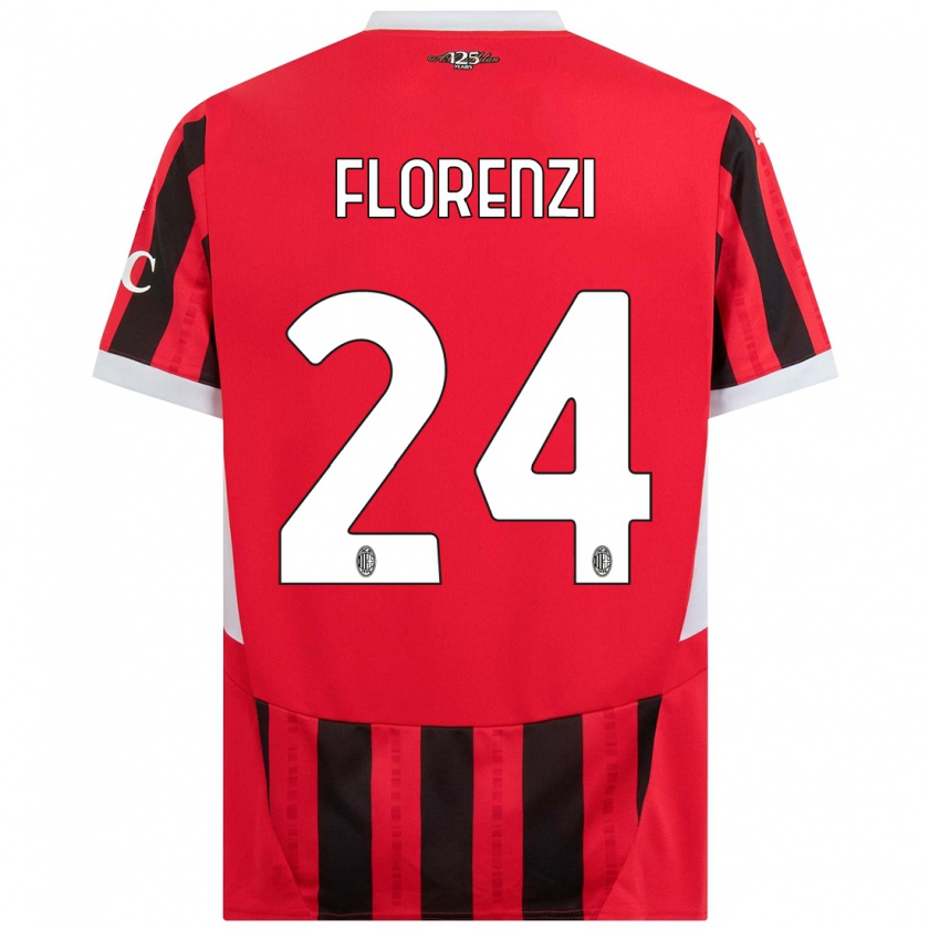 Kandiny Férfi Alessandro Florenzi #24 Piros Fekete Hazai Jersey 2024/25 Mez Póló Ing