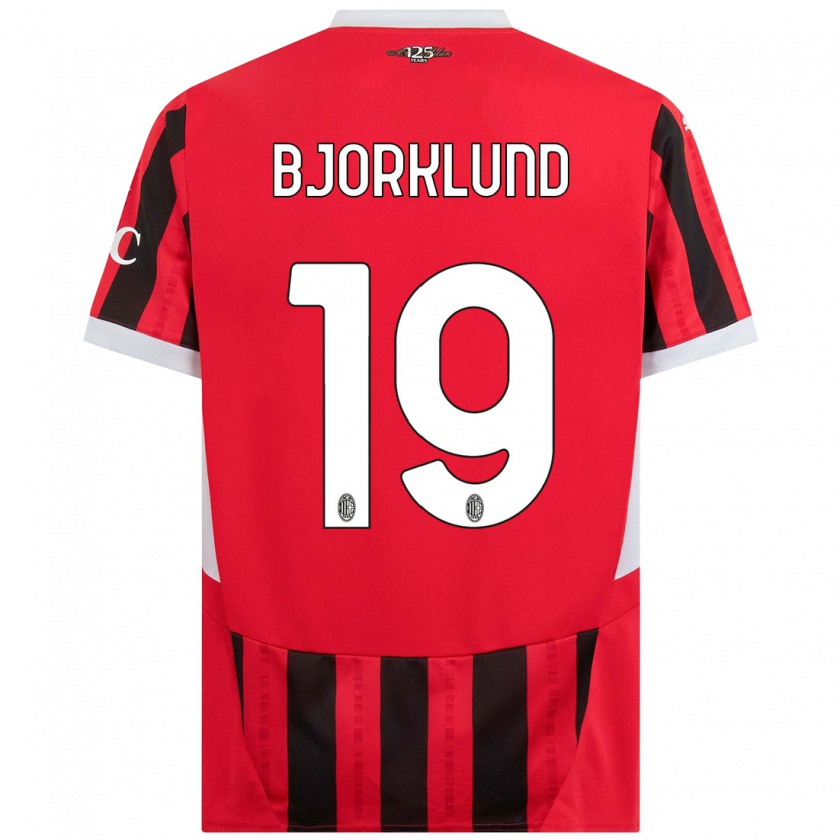 Kandiny Férfi Lukas Bjorklund #19 Piros Fekete Hazai Jersey 2024/25 Mez Póló Ing