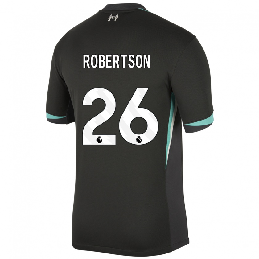 Kandiny Férfi Andrew Robertson #26 Fekete Antracit Fehér Idegenbeli Jersey 2024/25 Mez Póló Ing