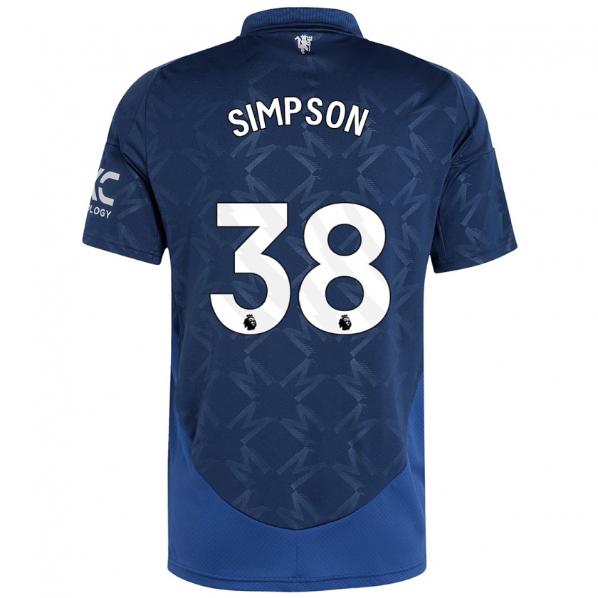 Kandiny Férfi Jess Simpson #38 Indigó Idegenbeli Jersey 2024/25 Mez Póló Ing