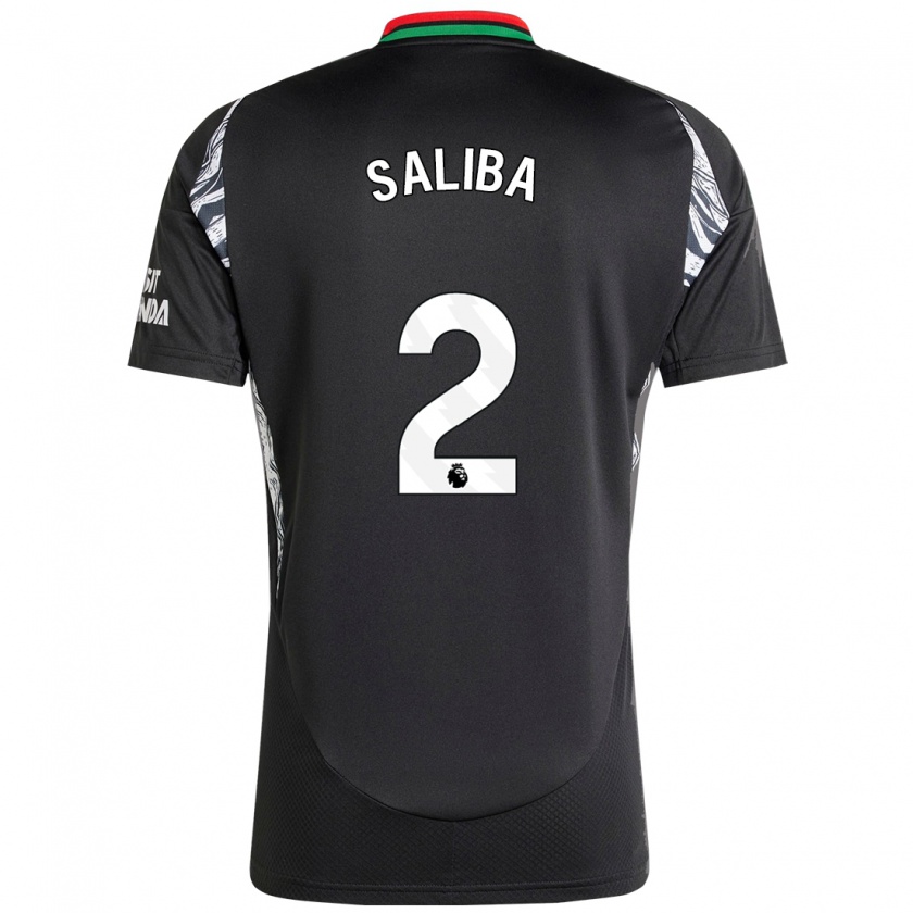 Kandiny Férfi William Saliba #2 Fekete Idegenbeli Jersey 2024/25 Mez Póló Ing