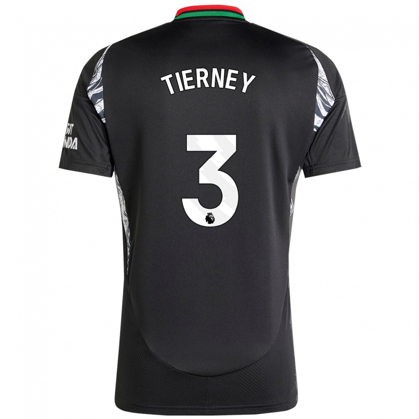 Kandiny Férfi Kieran Tierney #3 Fekete Idegenbeli Jersey 2024/25 Mez Póló Ing