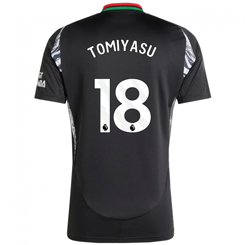 Kandiny Férfi Takehiro Tomiyasu #18 Fekete Idegenbeli Jersey 2024/25 Mez Póló Ing