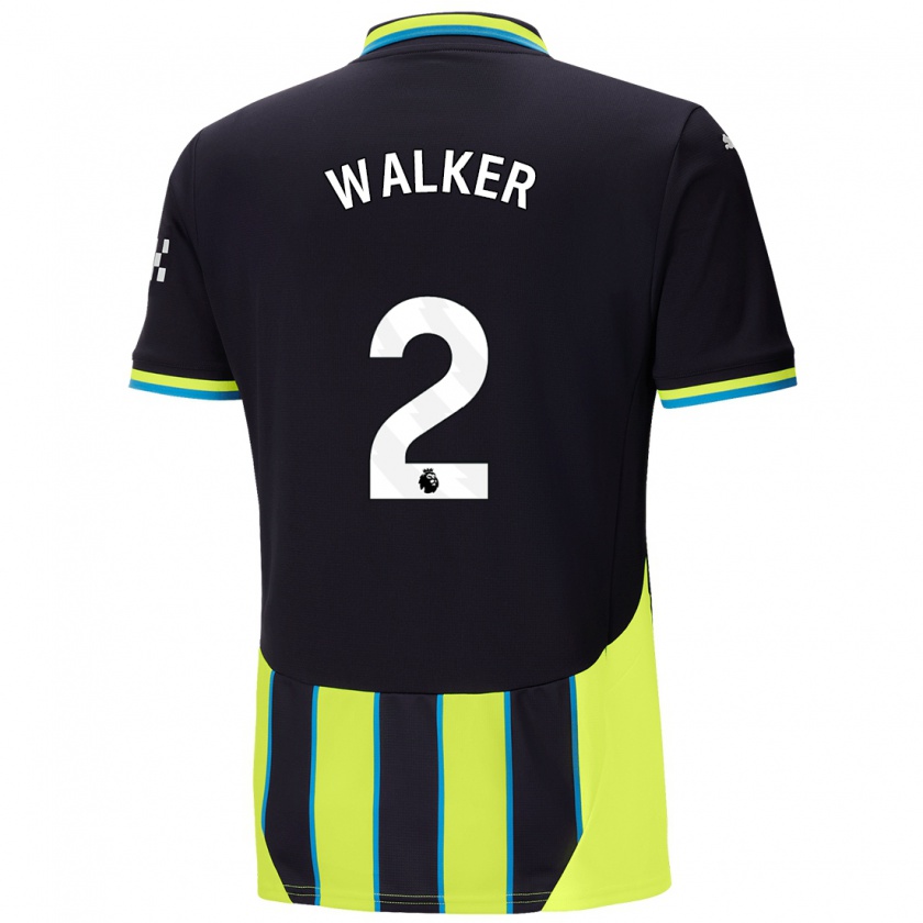 Kandiny Férfi Kyle Walker #2 Kék Sárga Idegenbeli Jersey 2024/25 Mez Póló Ing