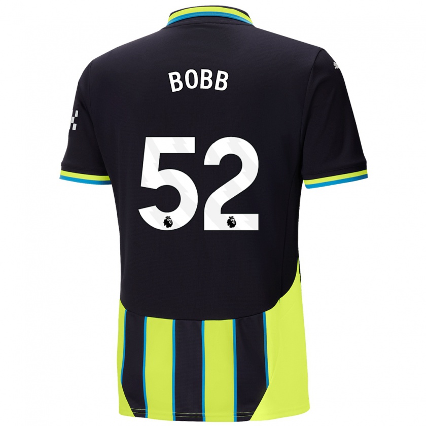 Kandiny Férfi Oscar Bobb #52 Kék Sárga Idegenbeli Jersey 2024/25 Mez Póló Ing