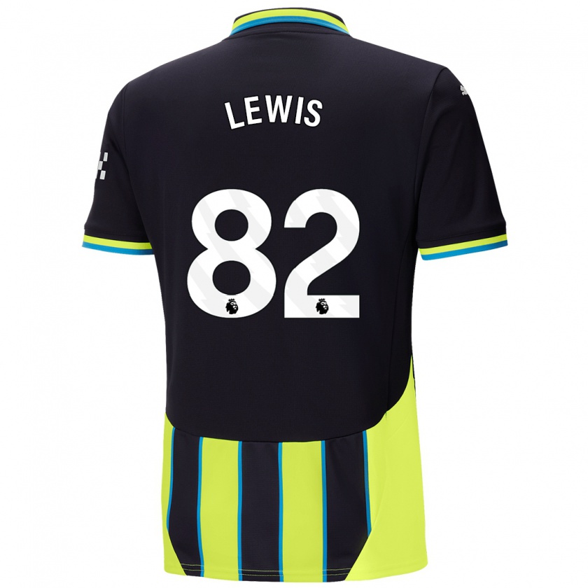 Kandiny Férfi Rico Lewis #82 Kék Sárga Idegenbeli Jersey 2024/25 Mez Póló Ing