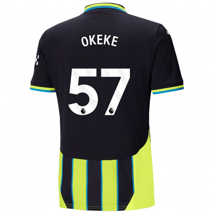 Kandiny Férfi Michael Okeke #57 Kék Sárga Idegenbeli Jersey 2024/25 Mez Póló Ing