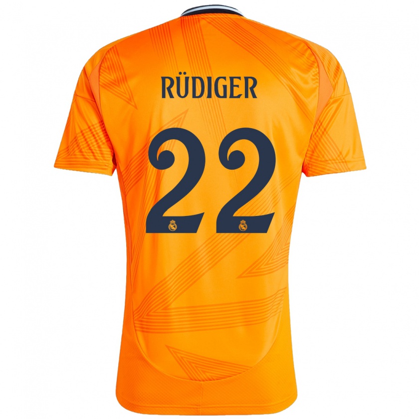 Kandiny Férfi Antonio Rüdiger #22 Narancs Idegenbeli Jersey 2024/25 Mez Póló Ing