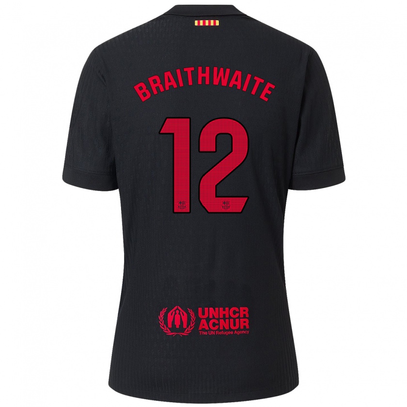 Kandiny Férfi Martin Braithwaite #12 Fekete Piros Idegenbeli Jersey 2024/25 Mez Póló Ing