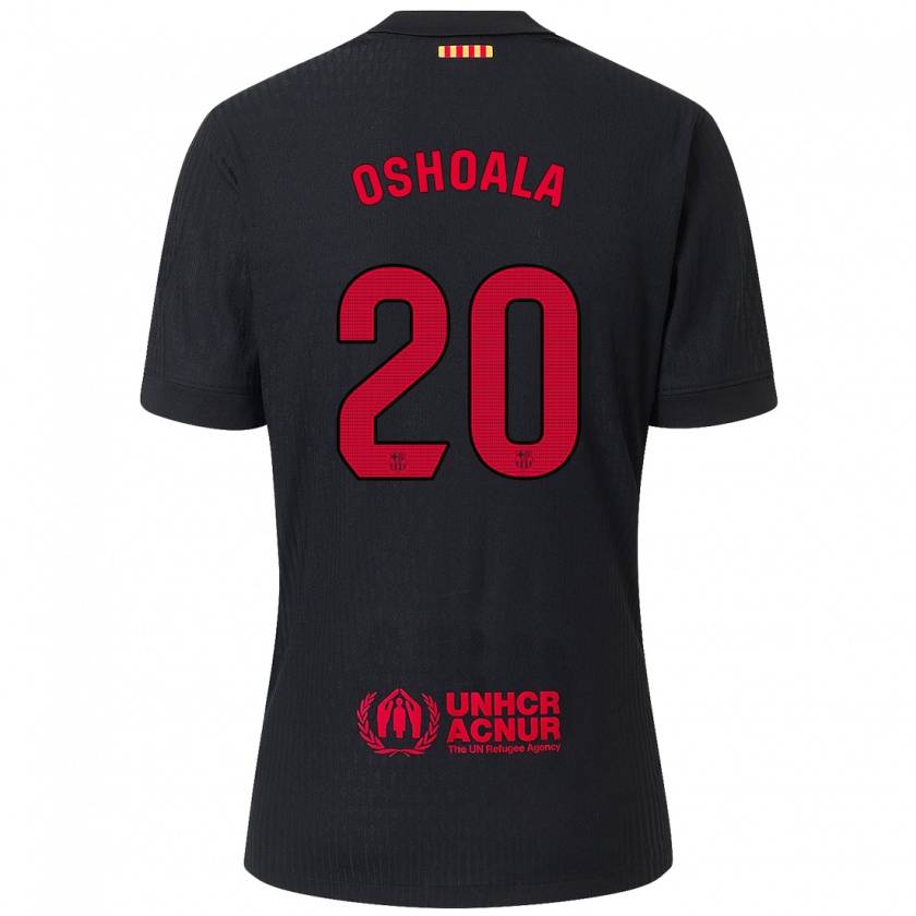 Kandiny Férfi Asisat Oshoala #20 Fekete Piros Idegenbeli Jersey 2024/25 Mez Póló Ing