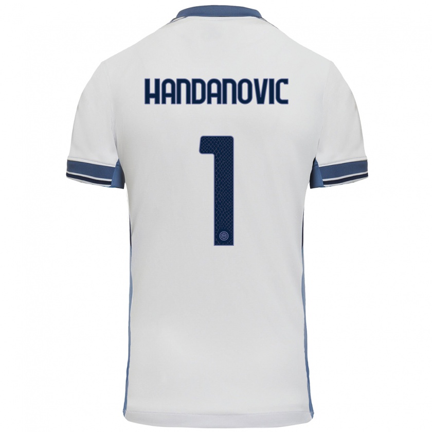 Kandiny Férfi Samir Handanovic #1 Fehér Szürke Idegenbeli Jersey 2024/25 Mez Póló Ing