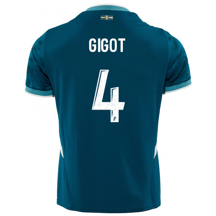 Kandiny Férfi Samuel Gigot #4 Türkizkék Idegenbeli Jersey 2024/25 Mez Póló Ing