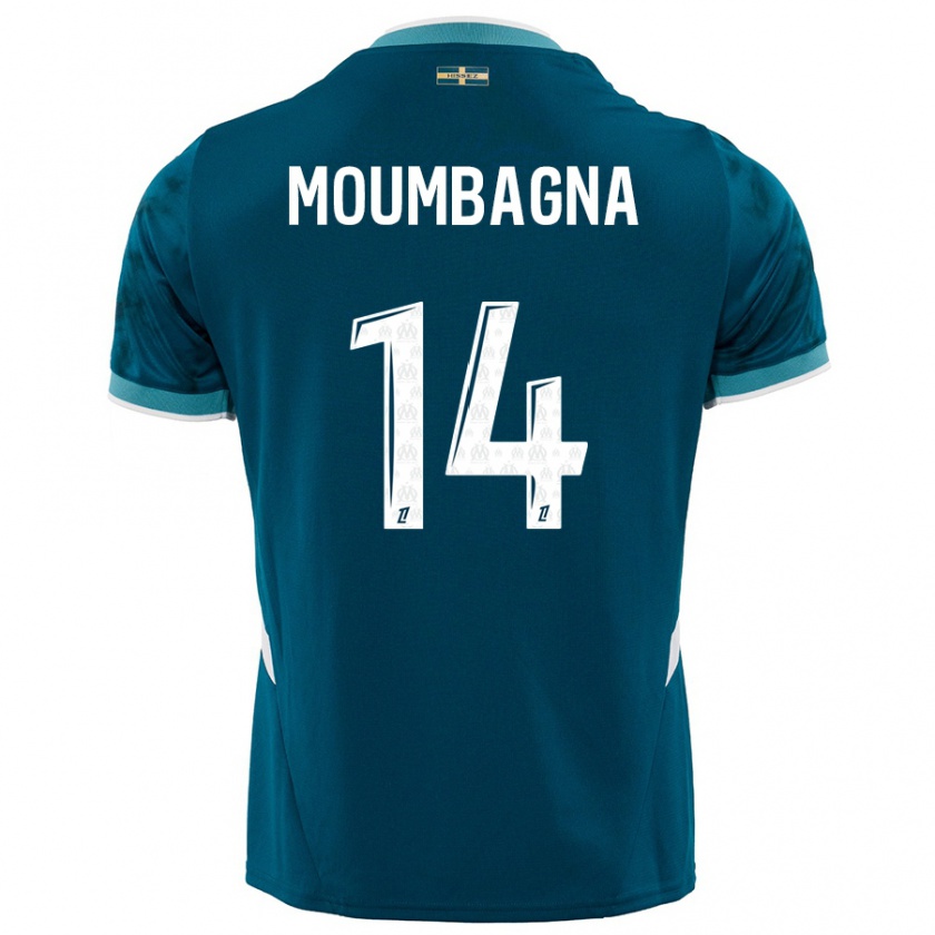 Kandiny Férfi Faris Moumbagna #14 Türkizkék Idegenbeli Jersey 2024/25 Mez Póló Ing