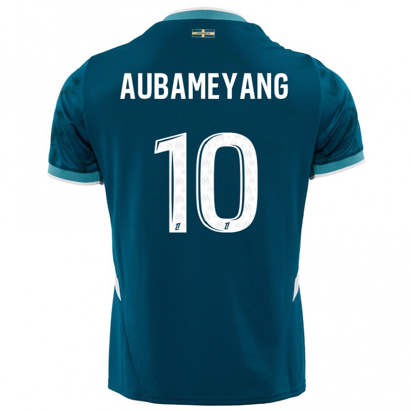 Kandiny Férfi Pierre-Emerick Aubameyang #10 Türkizkék Idegenbeli Jersey 2024/25 Mez Póló Ing