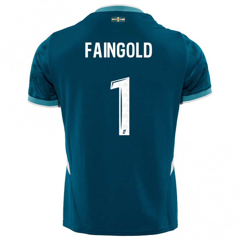 Kandiny Férfi Abbie Faingold #1 Türkizkék Idegenbeli Jersey 2024/25 Mez Póló Ing