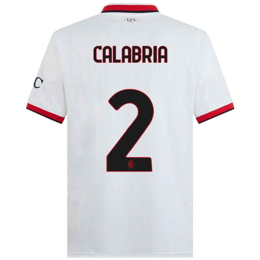 Kandiny Férfi Davide Calabria #2 Fehér Fekete Piros Idegenbeli Jersey 2024/25 Mez Póló Ing