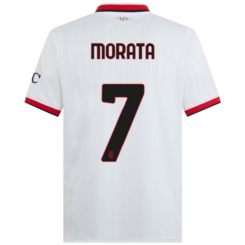 Kandiny Férfi Álvaro Morata #7 Fehér Fekete Piros Idegenbeli Jersey 2024/25 Mez Póló Ing