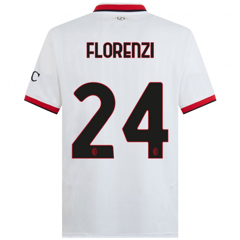 Kandiny Férfi Alessandro Florenzi #24 Fehér Fekete Piros Idegenbeli Jersey 2024/25 Mez Póló Ing