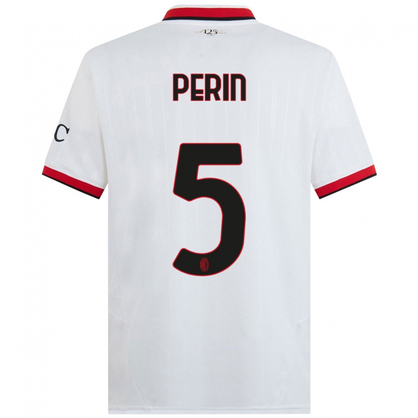 Kandiny Férfi Ernesto Perin #5 Fehér Fekete Piros Idegenbeli Jersey 2024/25 Mez Póló Ing