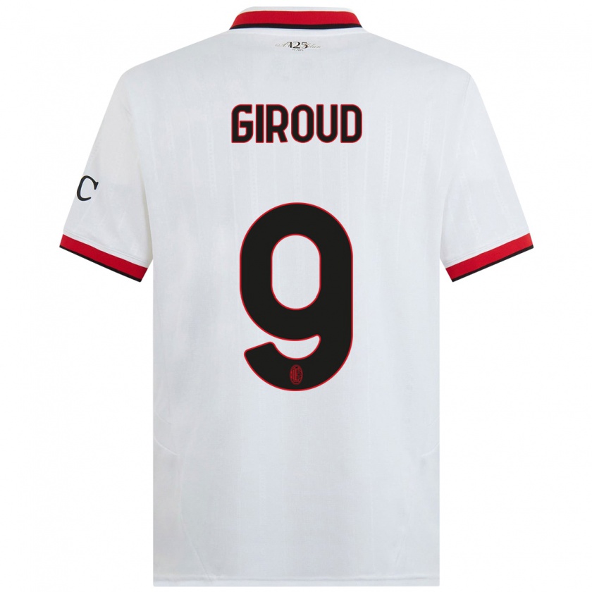 Kandiny Férfi Olivier Giroud #9 Fehér Fekete Piros Idegenbeli Jersey 2024/25 Mez Póló Ing